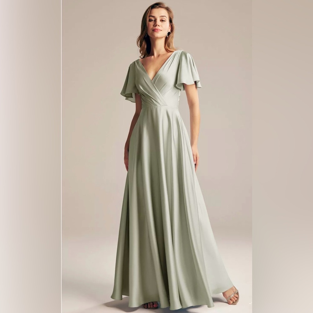 AW BRIDAL AW FURST DRESS Satin Charmeuse Sage Green BRIDESMAID